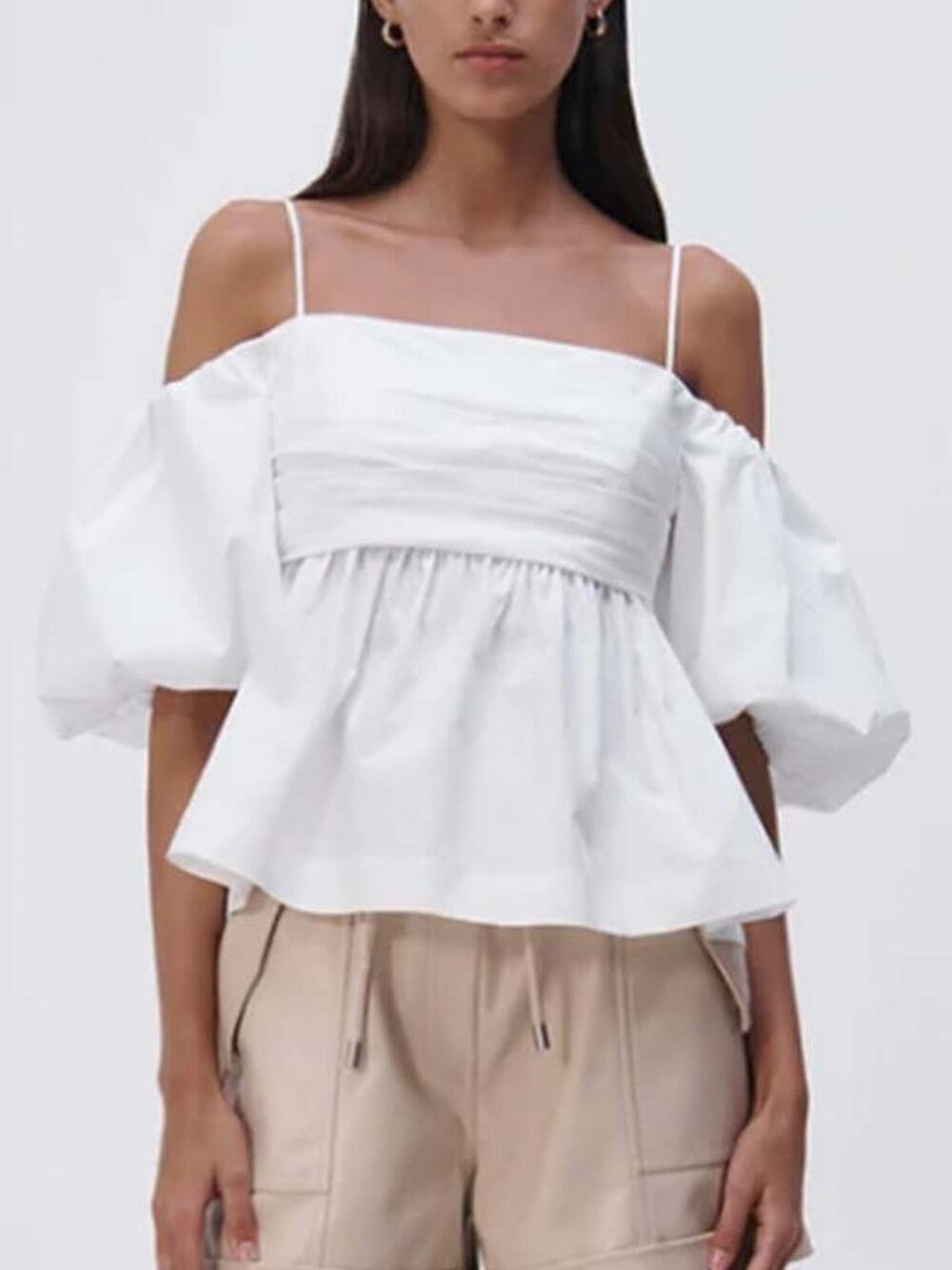 Jonathan Simkhai Tala White Cotton Poplin Blouse Size 6